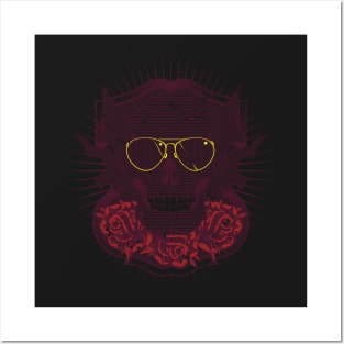 Skull With Sunglasses Posters and Art